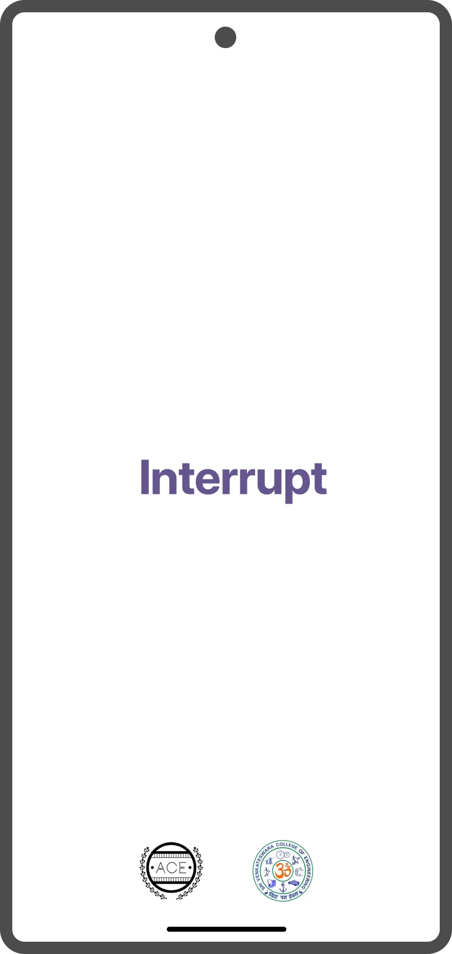 Splash screen with the Interrupt wordmark and the organisers’ logos