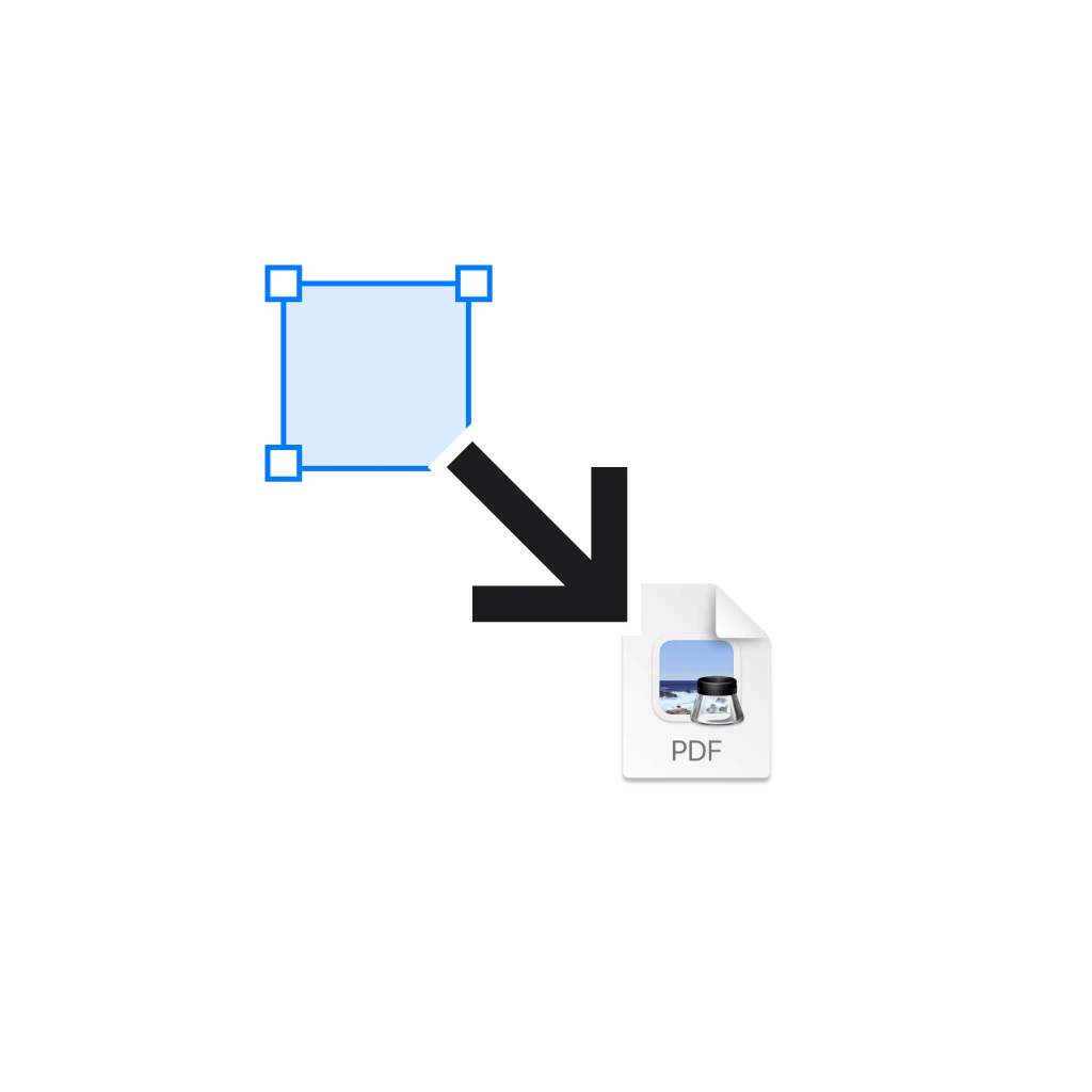 Plugin icon: a selected blue frame with an arrow pointing to a PDF file