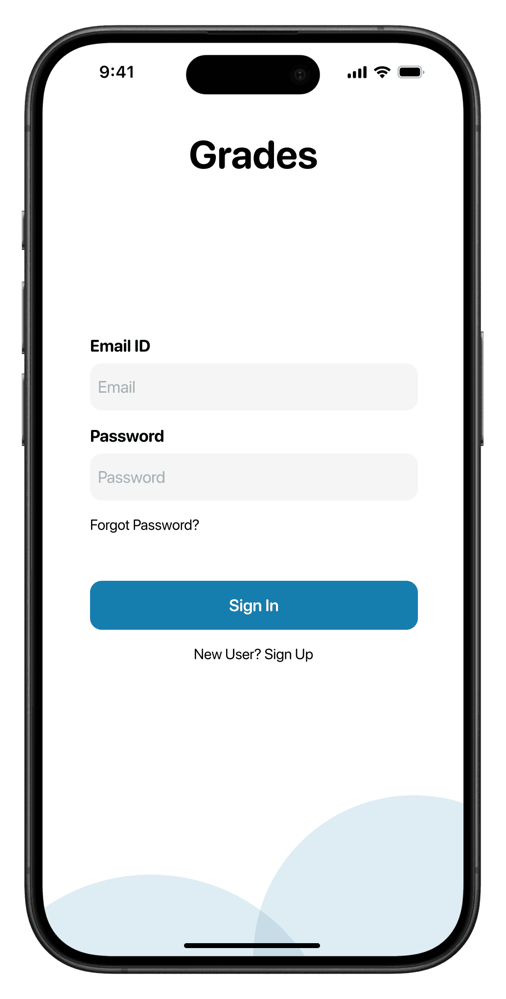 Screen: sign in with email and password