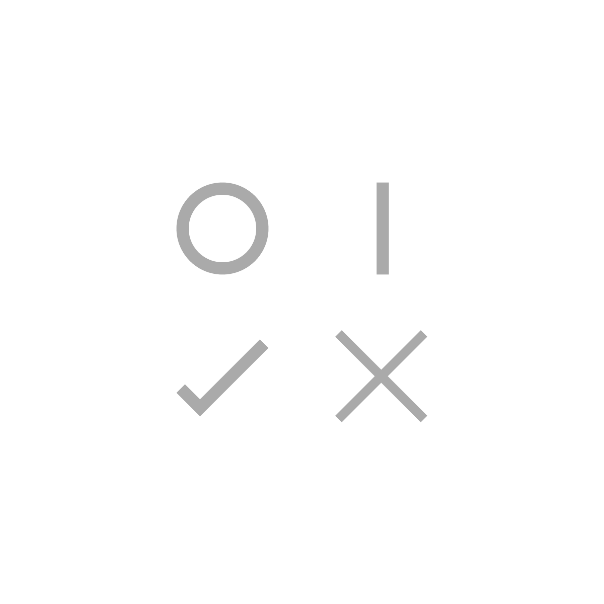 Four symbols for the pack’s sounds: forward, backward, success and error