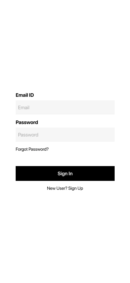 Wireframe: sign in with email and password