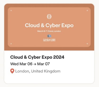 Comparable site's event card with a cover image, date range and location pin