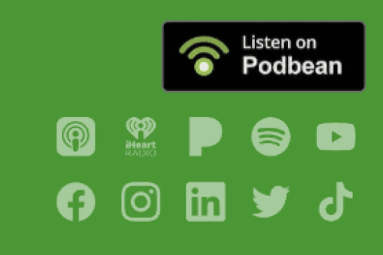 Old social links: a podcast badge above rows of faint, low-contrast platform icons