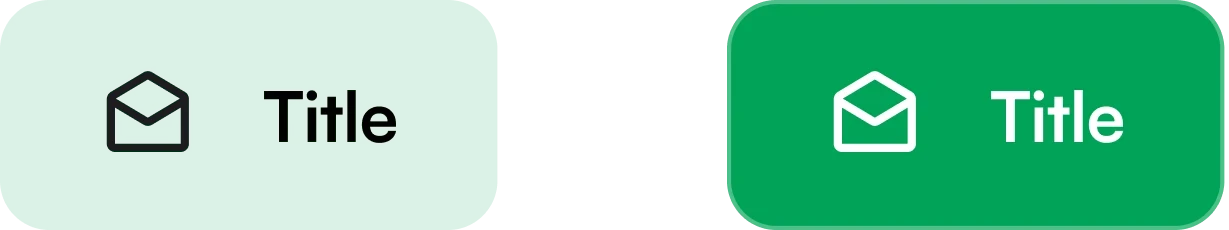 Button styles: light green with a dark icon and solid green with a white icon