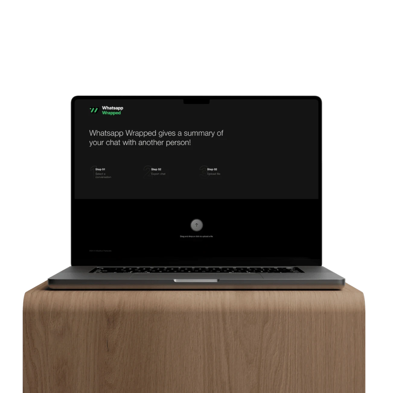 Whatsapp Wrapped open on a laptop, ready to summarize a chat with another person